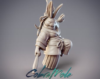 Sunset Jade - Guanghan Rabbit Swordswoman Rabbit Folk Samurai Cobramode Dungeons and Dragons/ RPG /Resin Miniature/Pathfinder/32mm/54mm