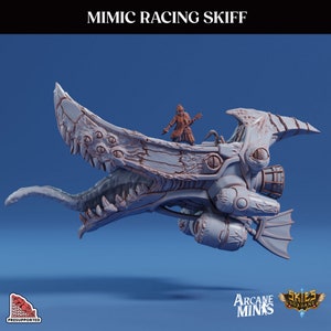 Mimic Racing Skiff - 28 mm/32 mm/35 mm-versie Arcane Minis - Skies of Sordane - Luchtschipcampagne - speelbaar - Dungeons and Dragon, fregat