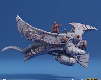 Mimic Racing Skiff - 28mm/32mm/35mm Version Arcane Minis - Skies of Sordane - Airship Campaign -Playable - Dungeons and Dragon, Frigate