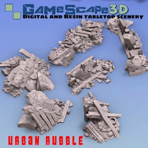 Urban Rubble Piles Set of 6 Dungeons and Dragons, Frostgrave,Pathfinder, Tabletop Gaming 28mm Terrain RPG