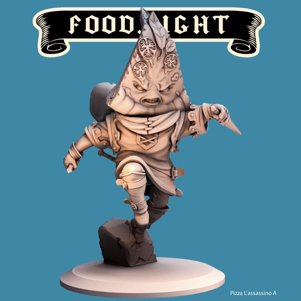 Pizza L'assassino Food Fight! - Sweet vs Savory Resin Miniature 32/75mm - for D&D Dungeons and Dragons Tabletop Gaming, Assassin