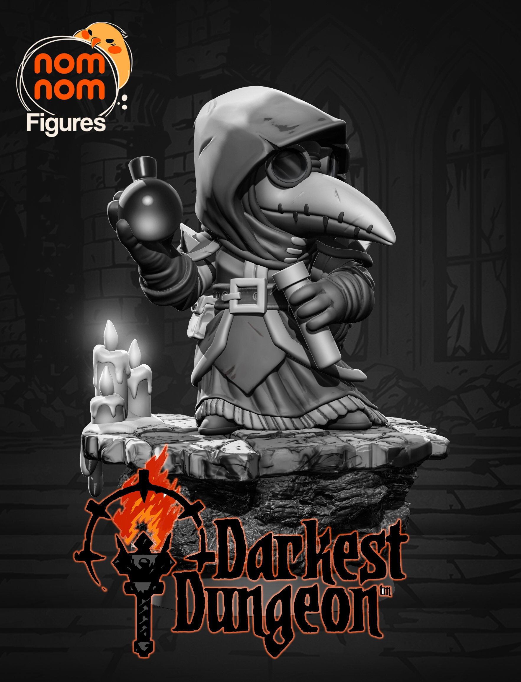 Chibi Plague Doctor Darkest Dungeons 3D Printed Statue Kit
