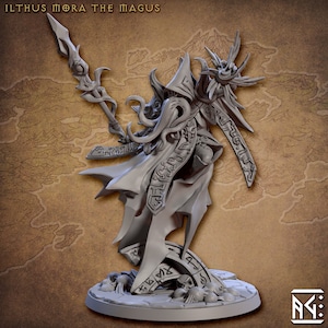 Ilthus Mora the Magus,  Resin Miniature - for D&D Dungeons and Dragons or Tabletop Gaming, Artisan Guild