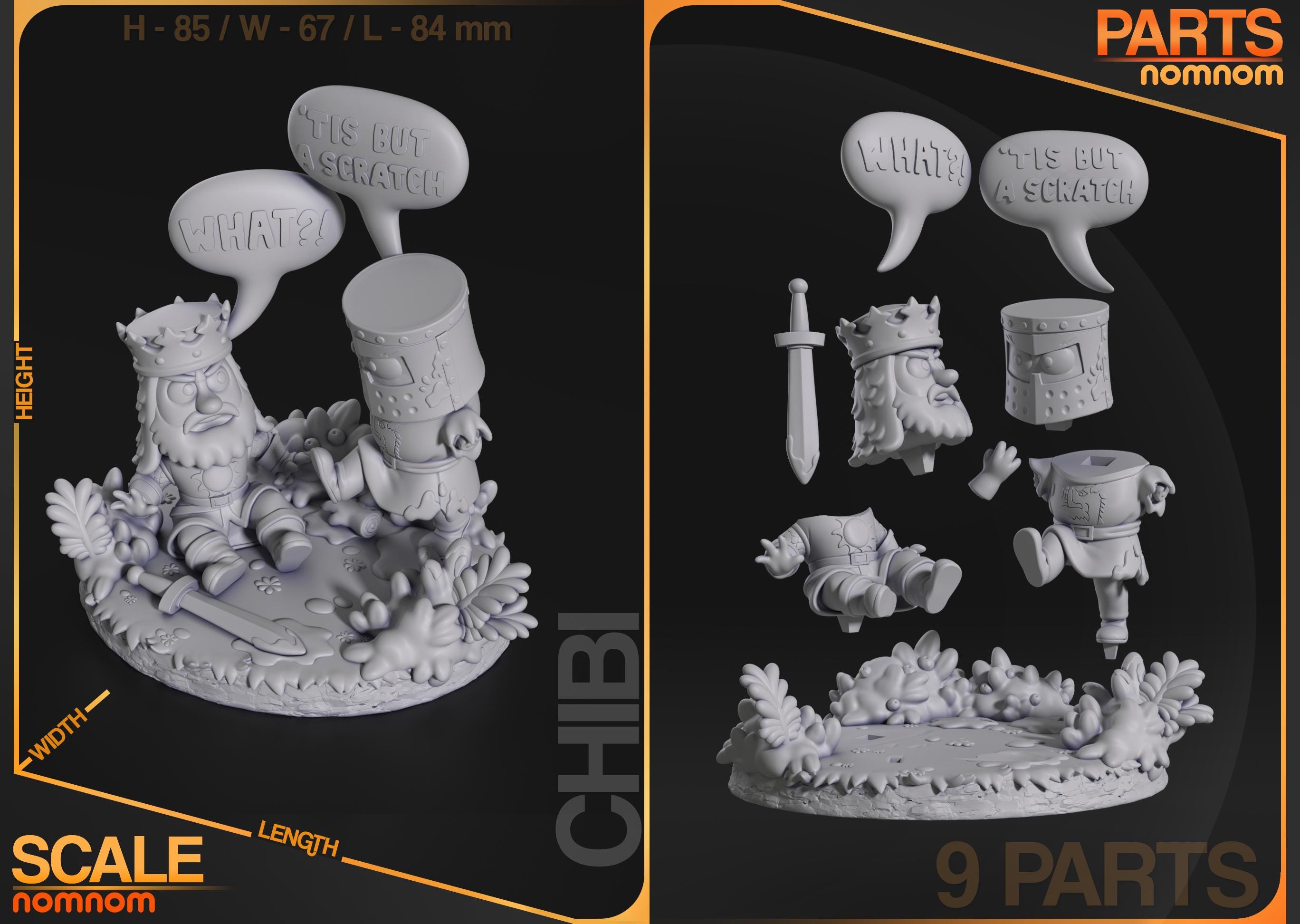 The Black Knight Chibi Monty Python the Holy Grail 3D Printed Statue ...