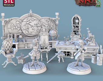 Fantasy NPCs 2 Props Cartographer Set Dungeons and Dragons, Pathfinder, Tabletop Gaming 28mm Terrain RPG