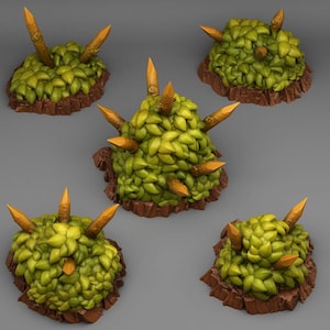 Grass Stake Traps Scatter Terrain Plant and Rocks Terrain Set of 5 Dungeons and Dragons, Pathfinder, Tabletop Gaming 28/32mm Terrain RPG
