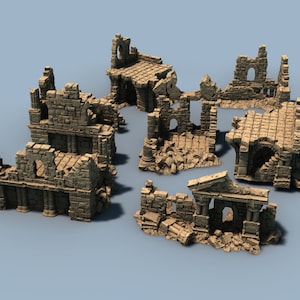 Lost City Medium Ruins 7 Pcs for 28/32mm Scale Scatter 3D Printed ...