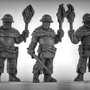 28mm Torch Guards Miniatures Set of 3 for Dungeons and Dragons, Pathfinder, Starfinder and other Tabletop RPGs 3d printed