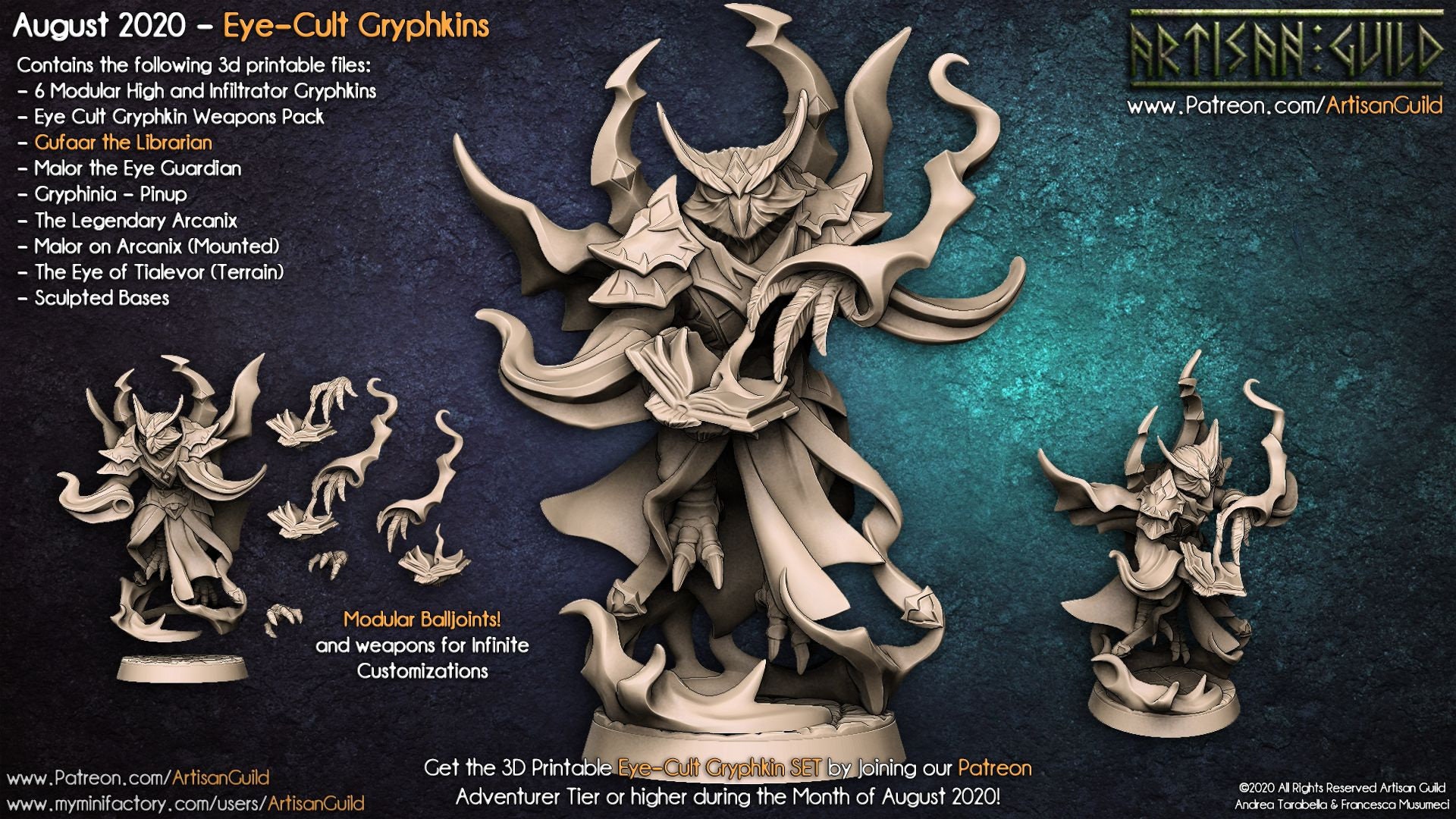 Gufaar the Librarian, Bird folk Resin Miniature - for D&D Dungeons and Dragons or Tabletop Gaming, Artisan Guild