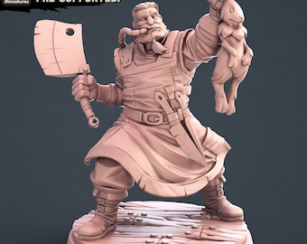 Fantasy Props The Butcher Miniature NPC Dungeons and Dragons, Pathfinder, Tabletop Gaming 28mm Terrain RPG