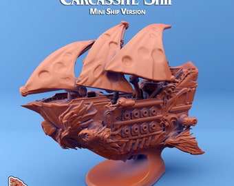The Carcassite Undead Ship- Mini Version Arcane Minis - Skies of Sordane - Airship Campaign - Aldarra - Dungeons and Dragon, Frigate