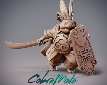 Fierce Flame - Guanghan Warrior Rabbit Folk Samurai Cobramode Dungeons and Dragons/ RPG /Resin Miniature/Pathfinder/32mm/54mm
