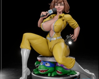 Fan Art April O'Neil, 180mm Version SFW and NSFW Versions, Pin Up Figure, Digital Dark Pin Up Kit Unpainted