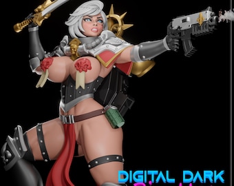 Fan Art Girls of Battle #2, 270mm tall Pin Up Figure, Digital Dark Pin Up Unpainted