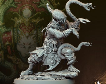 Coilsong Savant - 50mm base Hissing Coils - Fang Dynasty Archvillian Games Dungeons and Dragons/ RPG /Resin Miniature/Pathfinder