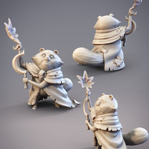 Tarabella the Tanukin Druid, Rakin Dungeons and Dragons/ RPG /Resin Miniature/Pathfinder/32mm