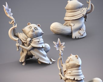 Tarabella the Tanukin Druid, Rakin Dungeons and Dragons/ RPG /Resin Miniature/Pathfinder/32mm