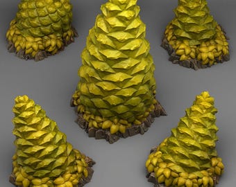 Giant Pine Cones Terrain-Set of 5 Dungeons and Dragons, Pathfinder, Tabletop Gaming 28/32mm Terrain RPG Vol 4 3D Printed Plants & Rocks