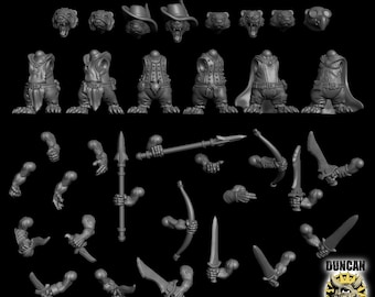 Build a Badger Modular Set, 28mm Resin Miniature, Tabletop RPG Set of 7