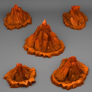 Martian Rocks Plants and Rock Terrain Set of 5 Dungeons and Dragons, Pathfinder, Tabletop Gaming 28/32mm Terrain RPG