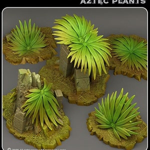 Aztec Plants Terrain Set of 5 Dungeons and Dragons, Pathfinder, Tabletop Gaming 28/32mm Terrain RPG