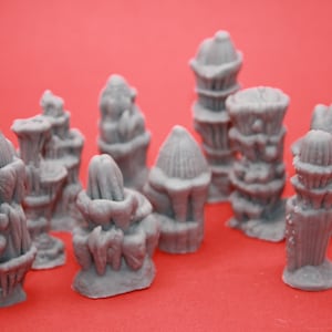 28mm Set of 10 Stalagmite Pillars Scatter Terrain Dungeons and Dragons, Frostgrave,Pathfinder, Tabletop Gaming 28mm Terrain RPG