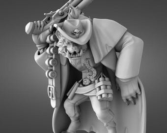 Gnoll Bandit Fantasy Western 32mm/75mm Dungeon and Dragons, Pathfinder, Role Playing Miniature Twin Goddess 0623
