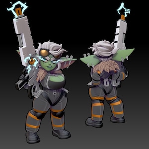 Quinn the Goblin with Rifle 32/75mm options Dungeon and Dragons, Pathfinder, Role Playing Miniature