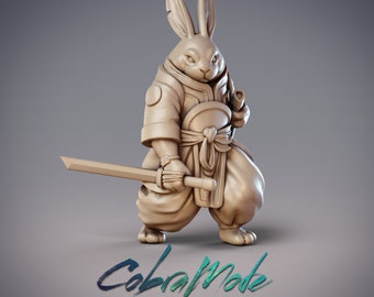 Guanghan Rabbit Folk Samurai Cobramode Dungeons and Dragons/ RPG /Resin Miniature/Pathfinder/32mm/54mm