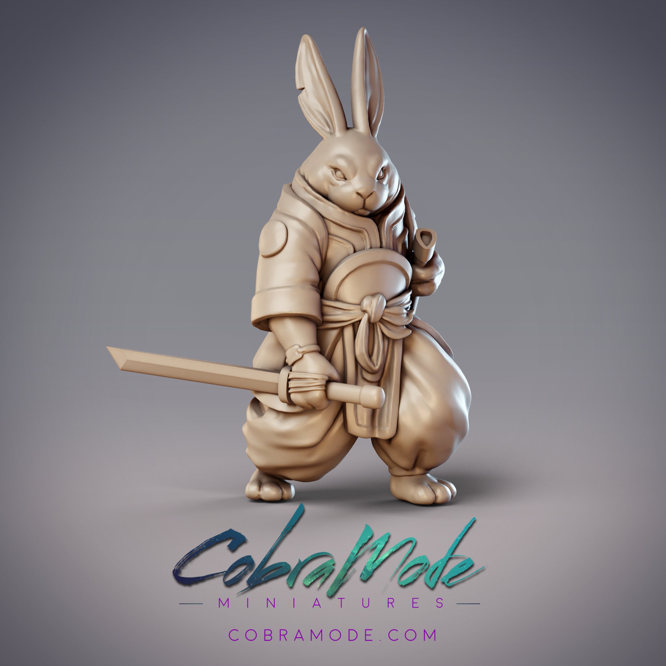 Guanghan Rabbit Folk Samurai Cobramode Dungeons and Dragons/ RPG /Resin Miniature/Pathfinder/32mm/54mm