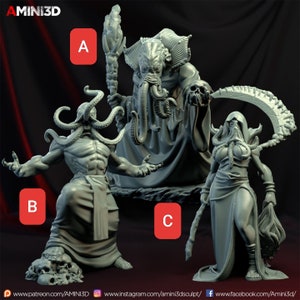 Illithid Mindflayers - Resin Miniatures - DnD - Dungeons and Dragons - Pathfinder -28mm/32mm