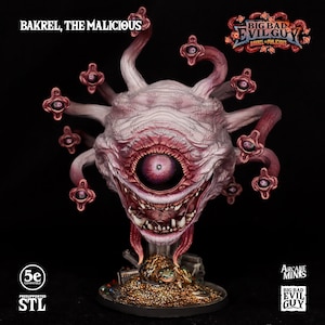 Bakrel, The Malicious Beholder Resin Miniature 32/28mm - for D&D Dungeons and Dragons Spelljammer Tabletop Gaming, Arcane Minis BBEG
