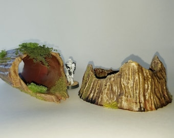 Giant Hollow Log Terrain and Tree Stump for Star Wars Legion Endor Table  and Wargaming STL Files