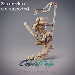 Harukage, Hanzaki Salamander Champion, Salamander Samurai Dungeons and Dragons/ RPG /Resin Miniature/Pathfinder/32mm and 54mm
