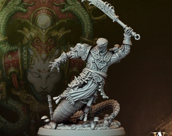 Fangblade Abominal - 50mm base Hissing Coils - Fang Dynasty Archvillian Games Dungeons and Dragons/ RPG /Resin Miniature/Pathfinder