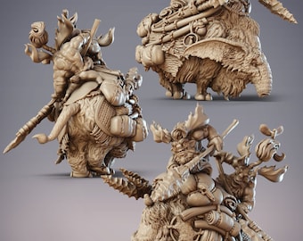 Ariche Beast Riders, Reindeer Hunters Dungeons and Dragons/ RPG /Resin Miniature/Pathfinder/32mm