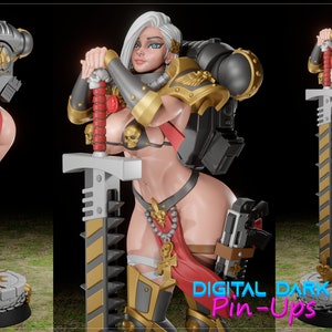 Fan Art Sister of Battle 230mm tall Version SFW, Pin Up Figure, Digital Dark Pin Up Unpainted