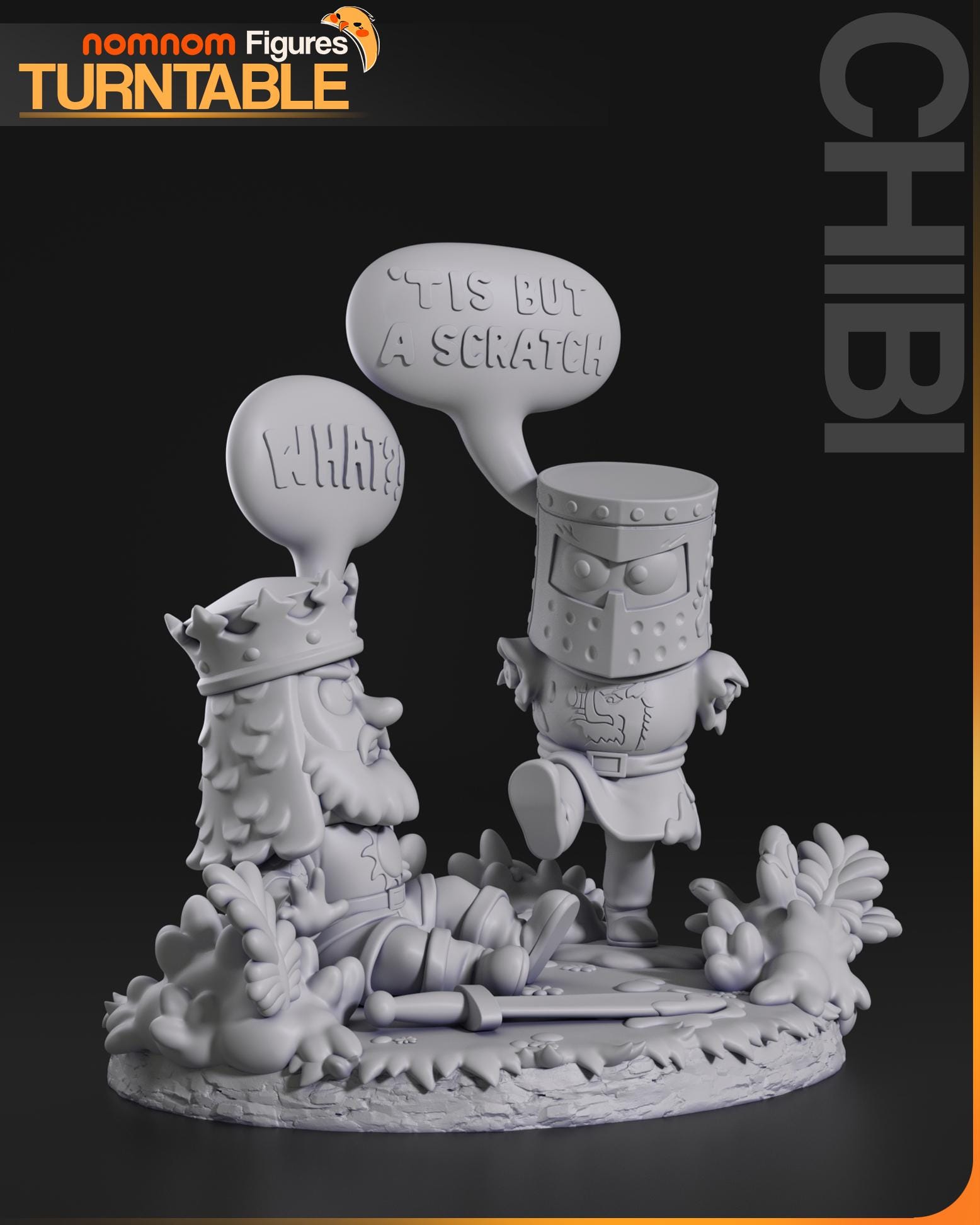 The Black Knight Chibi Monty Python the Holy Grail 3D Printed Statue ...