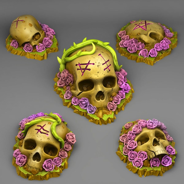 Conjunto de terreno de calaveras Rosas de la Muerte, Dungeons and Dragons, juego de rol de 28/32 mm