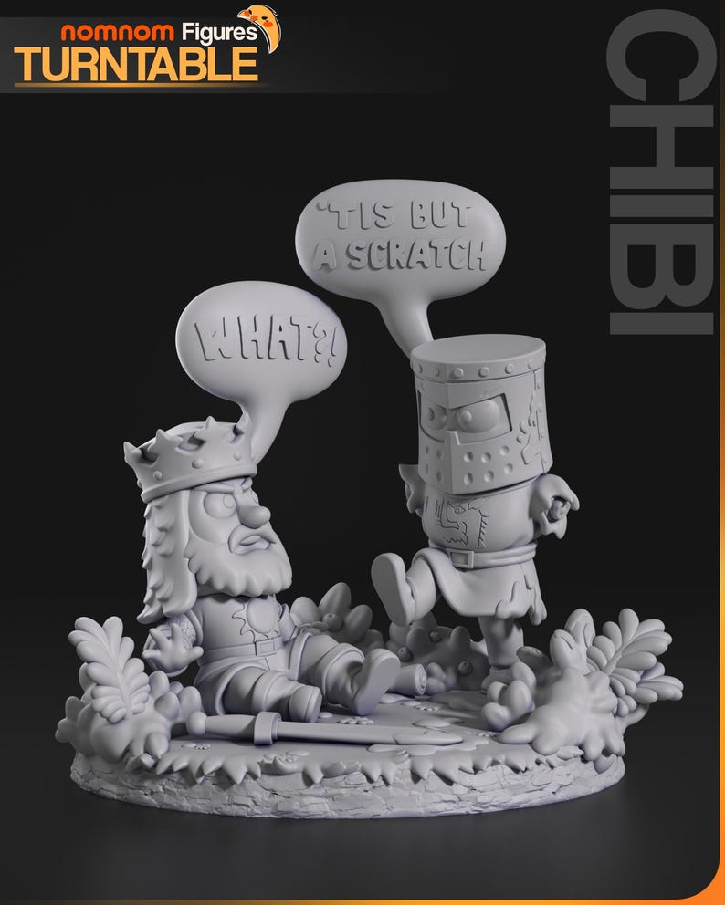 The Black Knight Chibi Monty Python the Holy Grail 3D Printed Statue ...