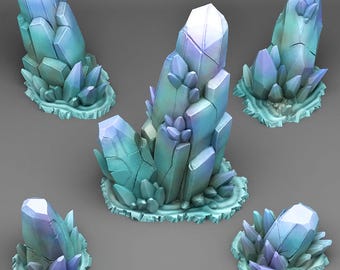 Ice Crystals Terrain Set, Dungeons and Dragons, RPG, 3D Printed Plants & Rocks