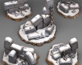 Winter Ruins Resin Terrain Set, Dungeons and Dragons, 28/32mm RPG