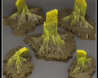 Dwarf Stones Rocks Stone Plants Terrain Set of 5 Dungeons and Dragons, Pathfinder, Tabletop Gaming 28/32mm Terrain RPG