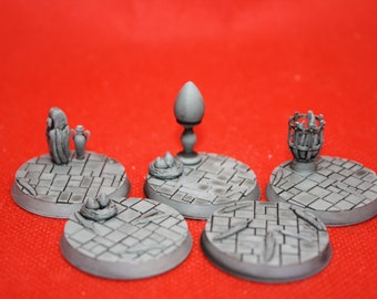 Skyhall 3D Printed Miniature Bases, Tabletop RPG, Set of 5