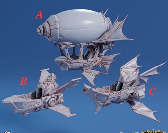 Skycoach Set of 3 - Mini Version Arcane Minis - Skies of Sordane - Airship Campaign -Spelljammer- Aldarra - Dungeons and Dragon, Frigate