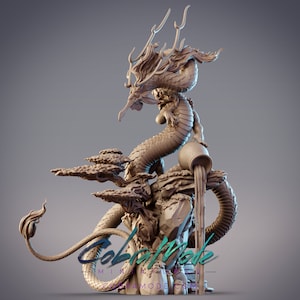 Dragon of the Earth Cobramode Japanese Dragon  Dungeons and Dragons/ RPG /Resin Miniature/Pathfinder/32mm