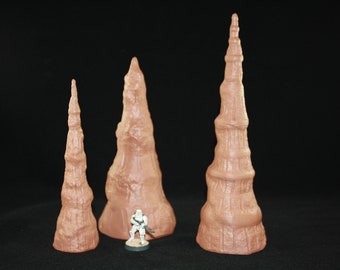 Digital Geonosis inspired rock spires for Star Wars Legion Geonosis Table  and Wargaming STL Files Scatter Terrain