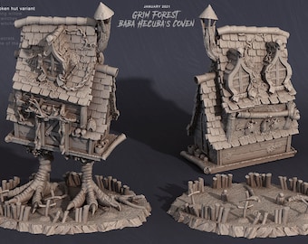Grim Witches&#39; Hut | Baba Hecuba&#39;s Coven | Print Your Monsters (DnD, Dungeons and Dragons, Pathfinder, Dark Fantasy, Death Haven)