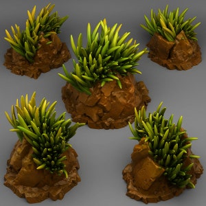 Mountain Grass Rocks Terrain Set of 5 Dungeons and Dragons, Pathfinder, Tabletop Gaming 28/32mm Terrain RPG