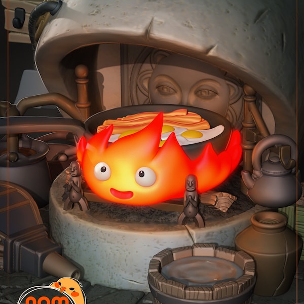 Chibi Calcifer Howl's Moving Castle 3D Printed Statue Kit | Garage Kit | Model Kit | designed by Nomnom Figures